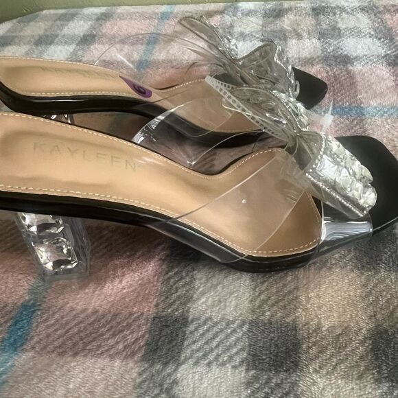 KAYLEEN By Los Angeles Black and Silver Crystal Embellished Heels - Picture 2 of 5